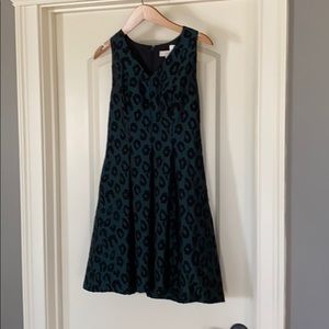 Green and Black a-line Leopard Print Dress
